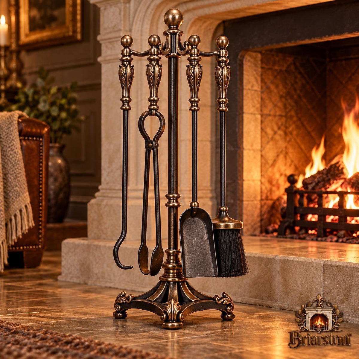 Briarston™ Fireplace Tool Set — cozy interior