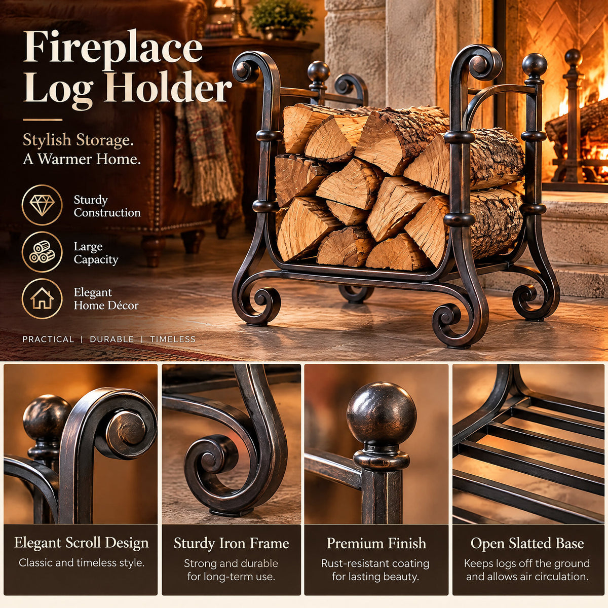 Briarston™ Fireplace Log Holder view 2