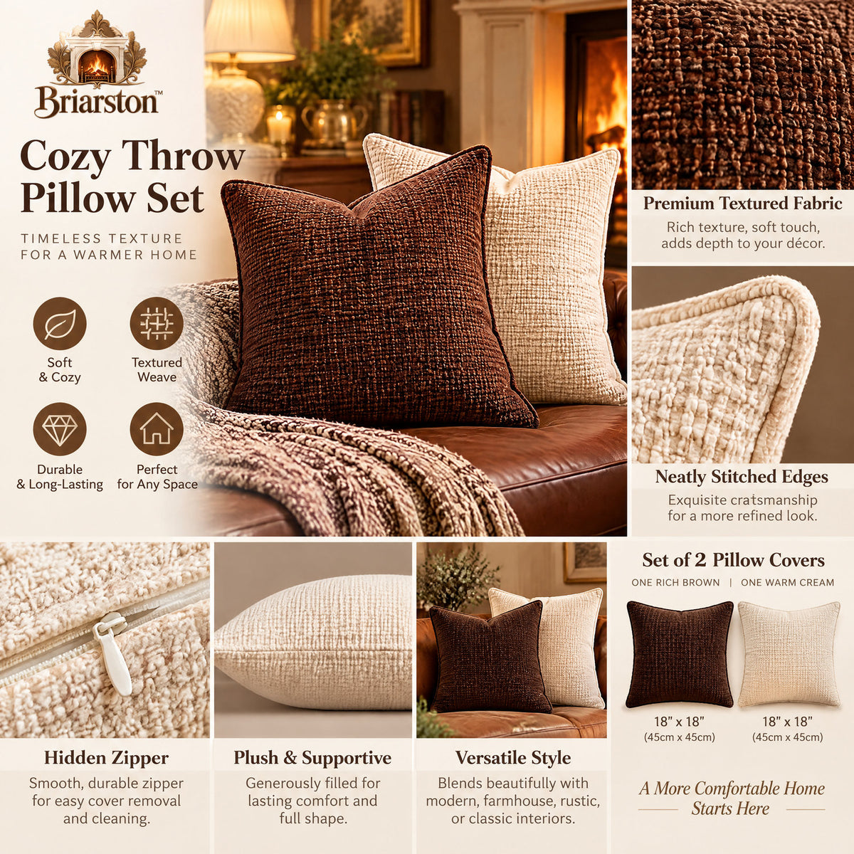 Briarston Cozy Throw Pillow Set image 2
